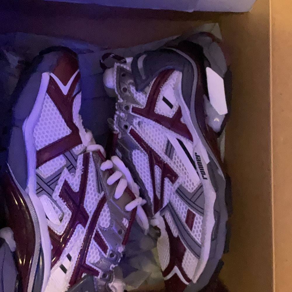 Balenciaga White and Burgundy Men's Shoes
